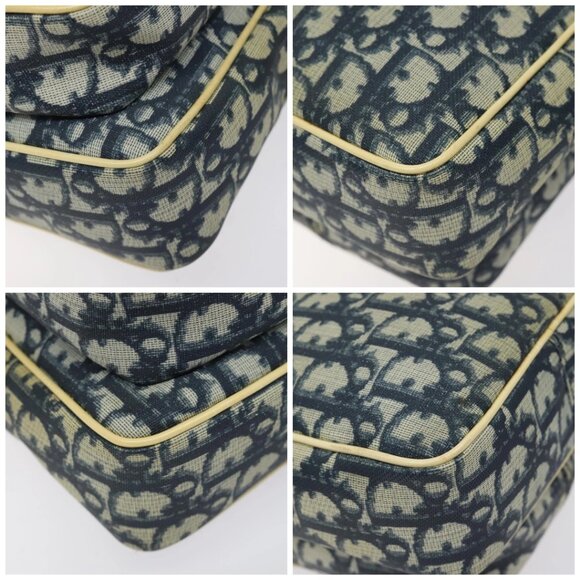 Christian Dior Trotter Canvas Shoulder Bag Navy Gold Auth BD2276 - Picture 14 of 16